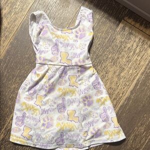 LSU kids athletic dress with shorts built in